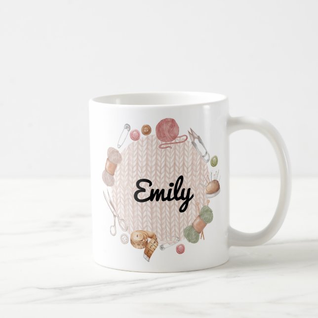 Custom Gift for Knitters, Knitting & Crochet Lover Coffee Mug (Right)