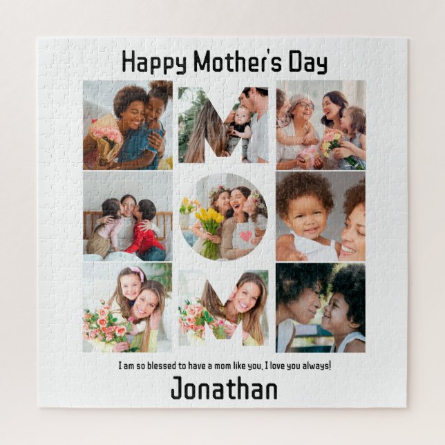Custom Gift for Mum Mothers Day 9 Photo Collage Jigsaw Puzzle (Vertical)
