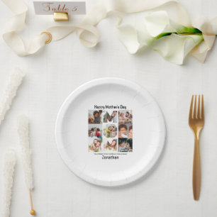Custom Gift for Mum Mothers Day 9 Photo Collage Paper Plate