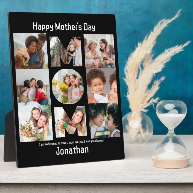 Custom Gift for Mum Mothers Day 9 Photo Collage Plaque (Side)