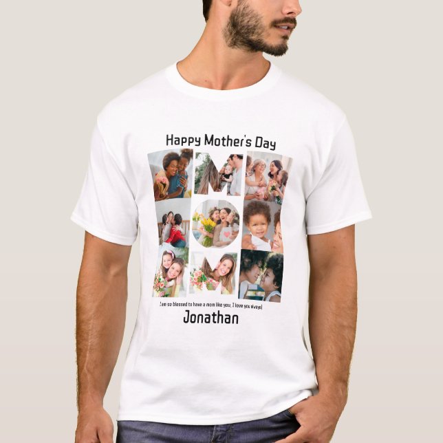 Custom Gift for Mum Mothers Day 9 Photo Collage T-Shirt (Front)
