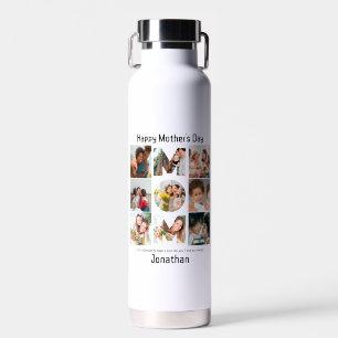 Custom Gift for Mum Mothers Day 9 Photo Collage Water Bottle