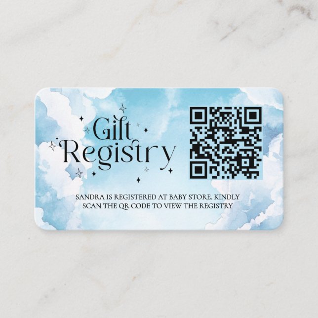 Custom Gift Registry QR code Baby Shower Enclosure Card (Front)