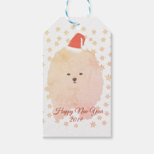 Custom Gift Tag,  Dog Santa Golden Snowflakes Tags