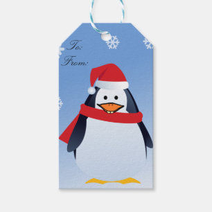 Custom Gift Tags Penguin Christmas Santa Claus