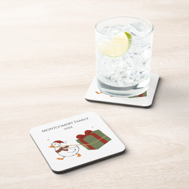 Custom Gift Thief Goose Christmas Coaster (Right Side)