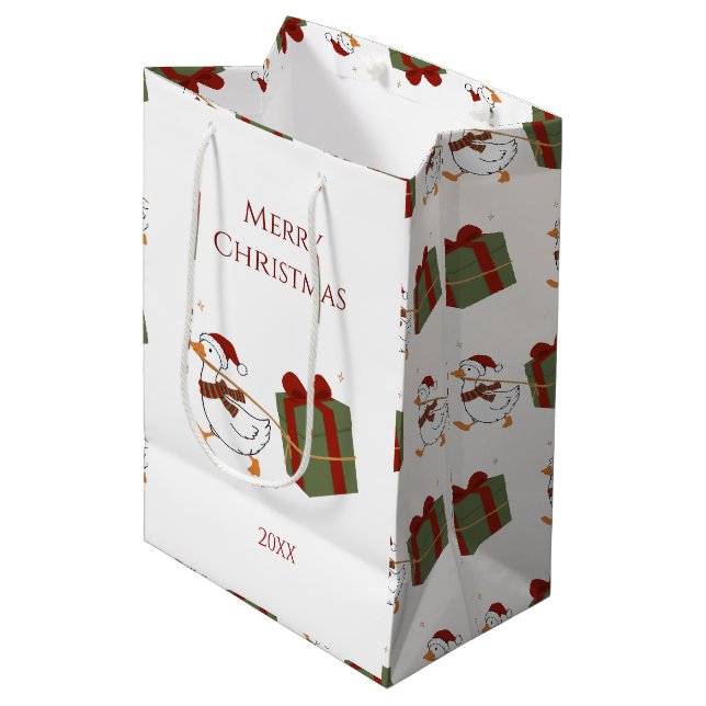 Custom Gift Thief Goose Christmas Medium Gift Bag (Front Angled)