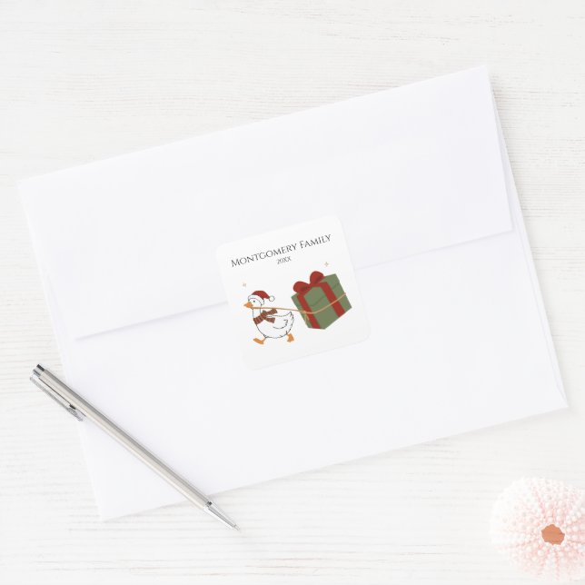 Custom Gift Thief Goose Christmas Square Sticker (Envelope)