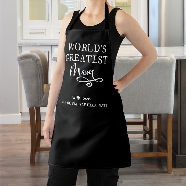 Custom Gift World's Greatest Mum, Black and White, Apron (Creator Uploaded)