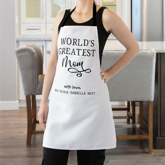 Custom Gift World's Greatest Mum, White and Black, Apron (Creator Uploaded)