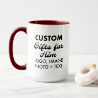 Custom Gifts for Him Maroon Red Combo Mug 15oz.