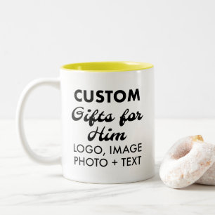 Custom Gifts for Him Yellow Two-Tone Mug 11oz.