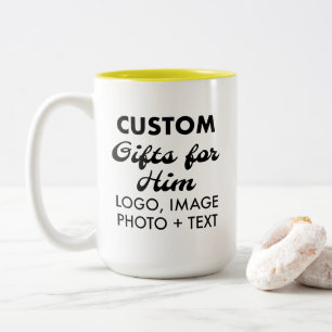 Custom Gifts for Him Yellow Two-Tone Mug 15oz.