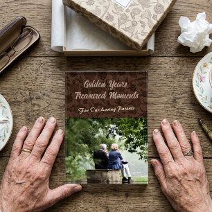 Custom Gifts for Older Parents Couples Brown Photo Block