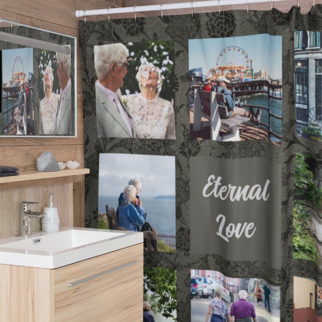 Custom Gifts for Older Parents Couples Grey Shower Curtain (Personalized Gifts for Older Parents Couples)