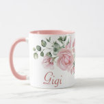 Custom Gigi Mug<br><div class="desc">Perfect gift for Gigiss with a beautiful pastel pink roses design on front and back.

Customise one side with 'Gigi' or another mum-type title,  and the other side with 4-5 kids names.</div>