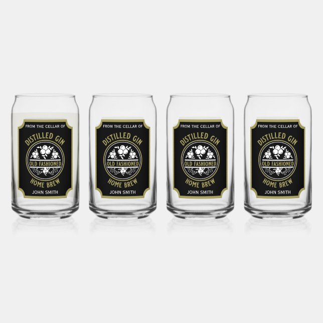 Custom Gin Bottle Can Glass (Front)
