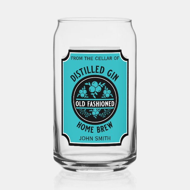 Custom Gin Bottle Can Glass (Front)