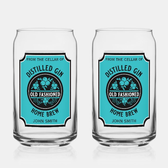 Custom Gin Bottle Can Glass (Front)