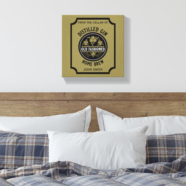 Custom Gin Bottle Canvas Print (Insitu (Bedroom))