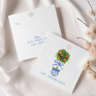 Custom Ginger Jar Topiary, Chinoiserie Favour Tags