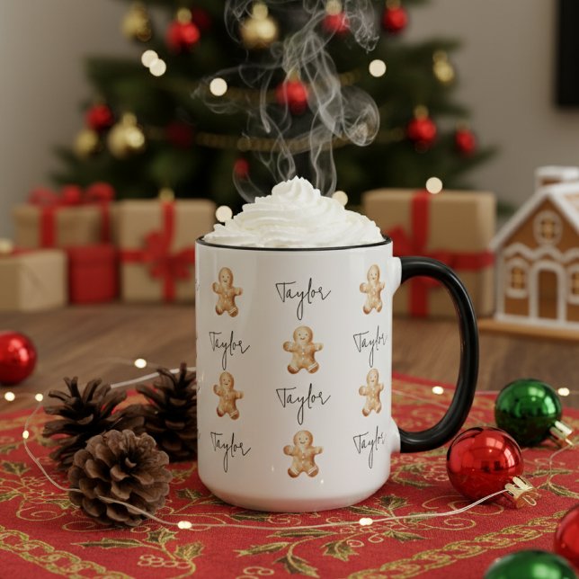 Custom Gingerbread Christmas Mug Gift for Friends (festive mug for mom, festive mug for dad, custom christmas mugs bulk gift for coworkers or kids,)