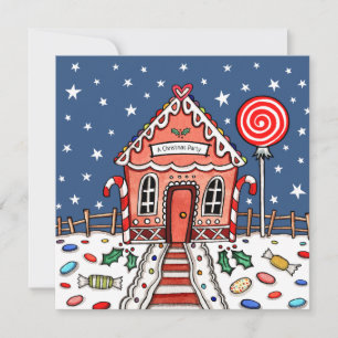 Custom Gingerbread House Christmas Invitation