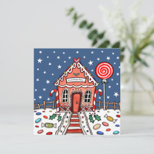 Custom Gingerbread House Christmas Invitation