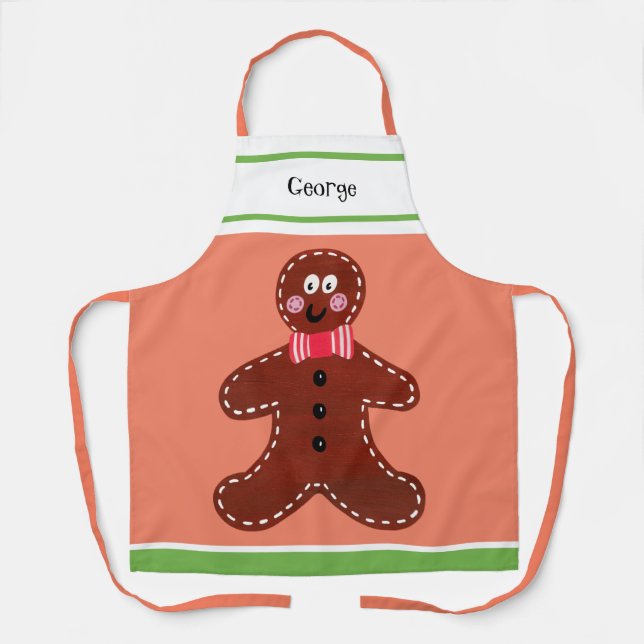 Custom Gingerbread Man Christmas Apron (Front)