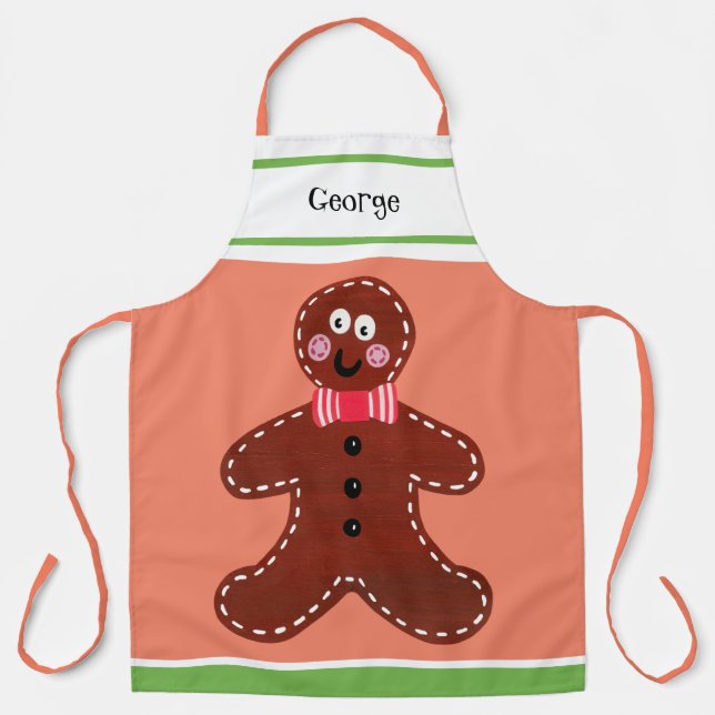 Custom Gingerbread Man Christmas Apron (Front)