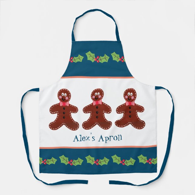 Custom Gingerbread Man Christmas Apron (Front)