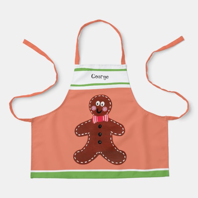 Custom Gingerbread Man Christmas Apron (Front)