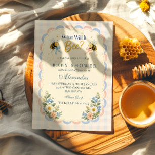 Custom Gingham What Will It Bee Invitation