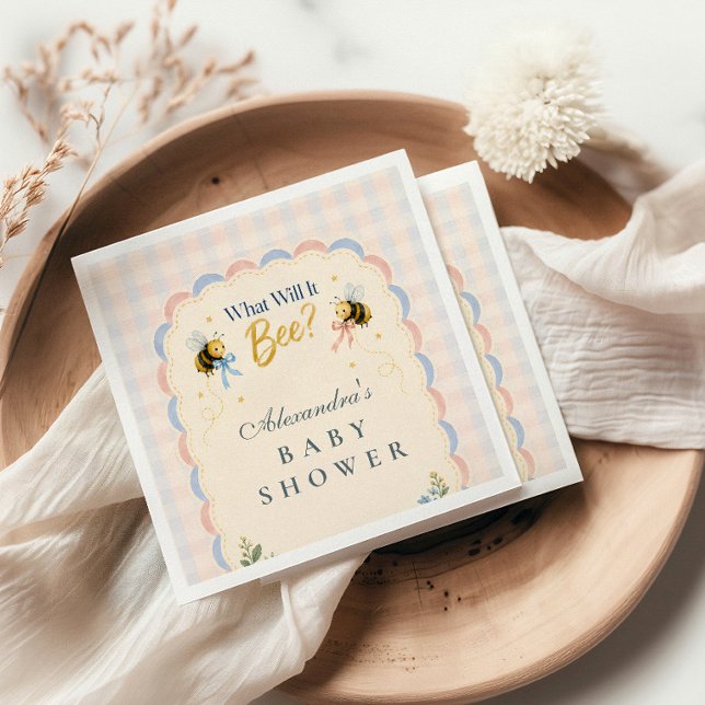 Custom Gingham What Will It Bee Napkin (Creator Uploaded)