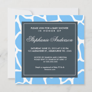 Custom giraffe baby shower invite