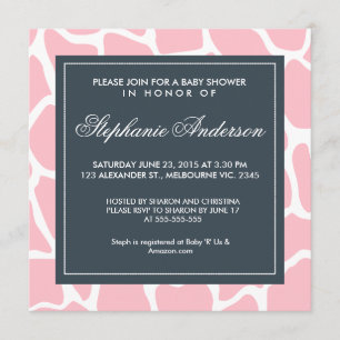 Custom giraffe baby shower invite