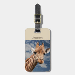 CUSTOM GIRAFFE LUGGAGE TAG. BEAUTIFUL CUTE GIRAFFE TAG