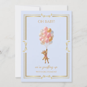 Custom Giraffe pink balloons Baby Shower Invitation