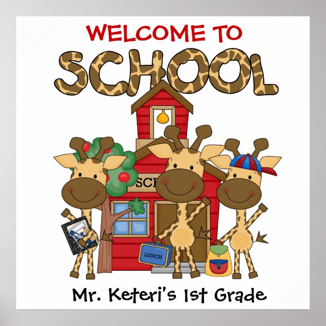 Custom Giraffe School Welcome Poster (Front)