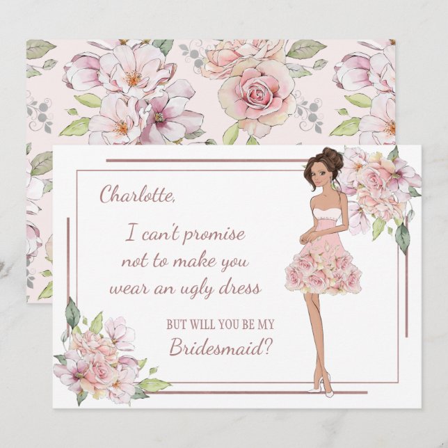Custom Girl Bridesmaid Proposal Card (Front/Back)