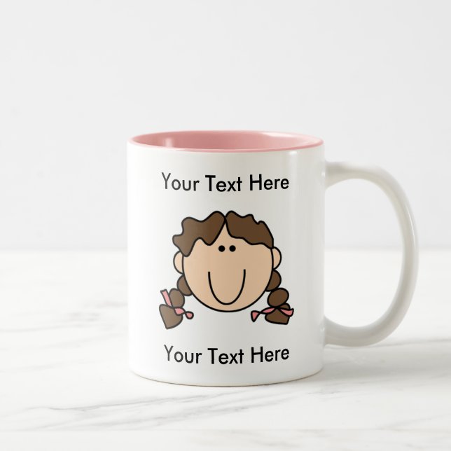 Custom Girl Brown Braids Mug - Customisable (Right)