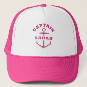Custom Girl Captain Boat Nautical Anchor Pink Hat