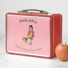 Custom Girl & Dog Metal Lunchbox