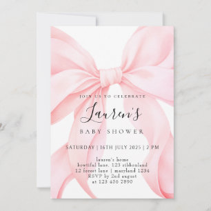 Custom Girl Pink Bow Invitation