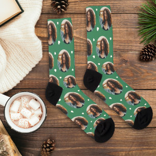 Custom Girlfriend Photo Green Love Socks
