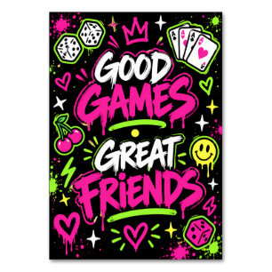 Custom Girls Game Night Neon Graffiti Table Number