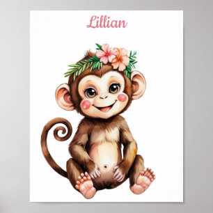 Custom Girl's Jungle Themed Nursery Giraffe Poster