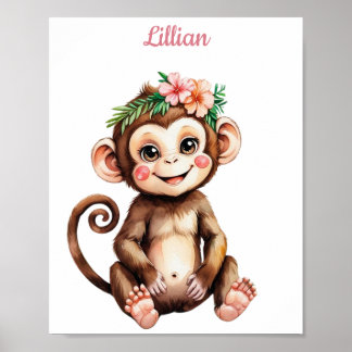 Custom Girl's Jungle Themed Nursery Giraffe Poster