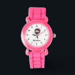 Custom Girls Name Cute Ninja Kids Personalised Watch<br><div class="desc">Custom Girls Name Cute Ninja Kids Personalised watch in pink and black.</div>