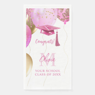 Custom Girls Pink Graduation Napkin